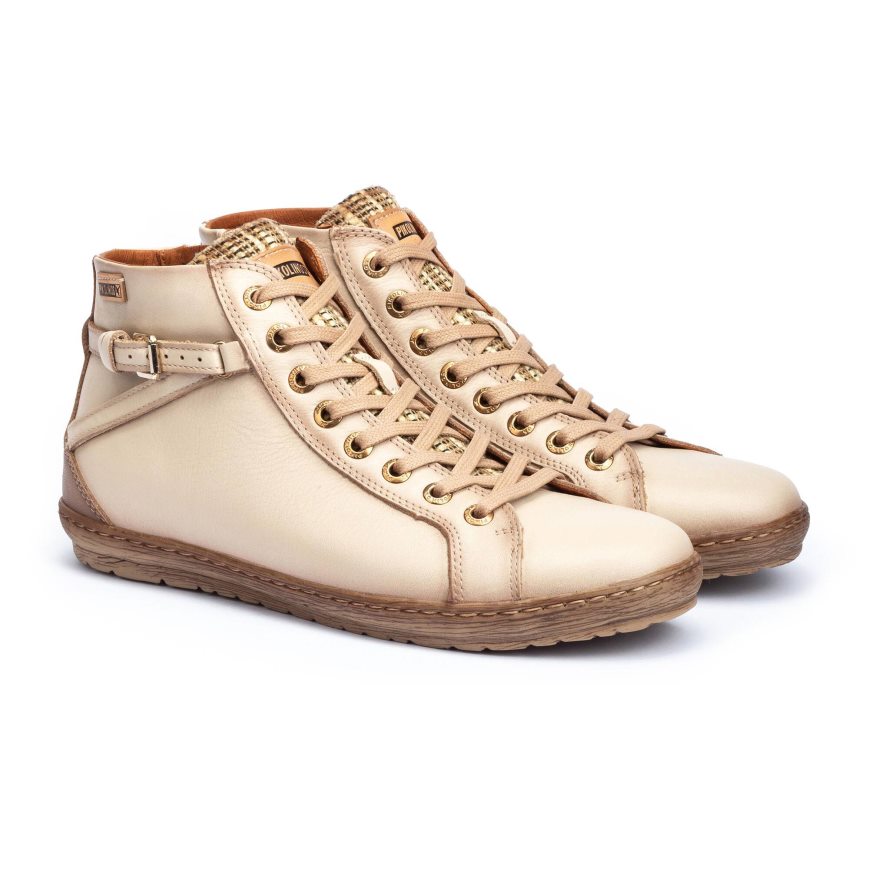 Women's Pikolinos LAGOS Ankle Boots Cream / Brown | NZ T73Q5A8